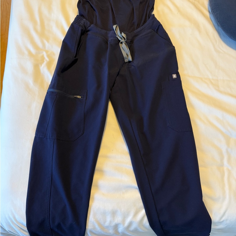 Figs Small Navy yola maternity pants